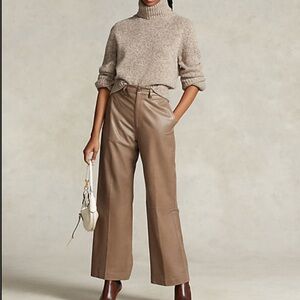 POLO RALPH LAUREN LAMBSKIN CROPPED WIDE LEG PANTS IN SIZE US 6